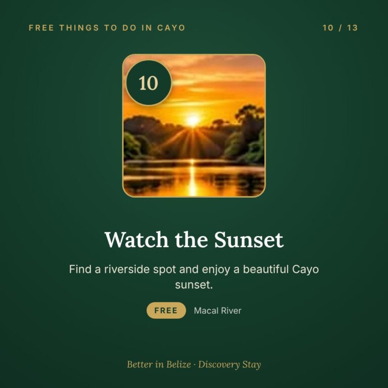 Watch the sunset over the Macal River