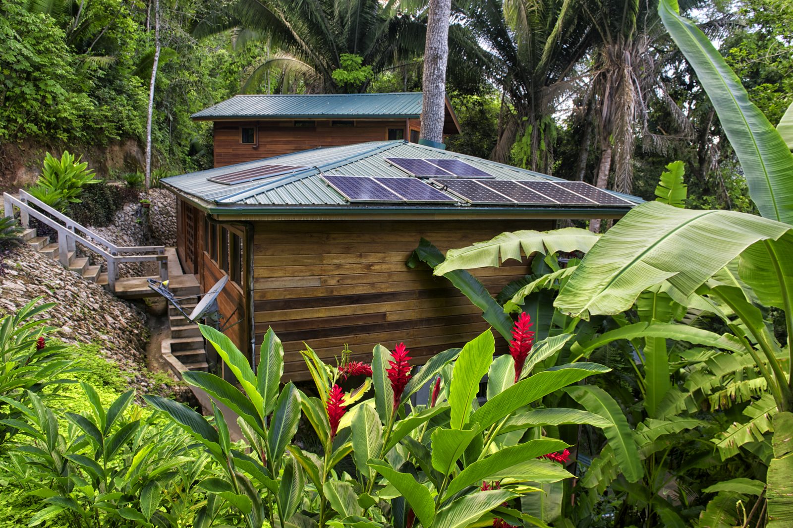 Solar-powered jungle cabin