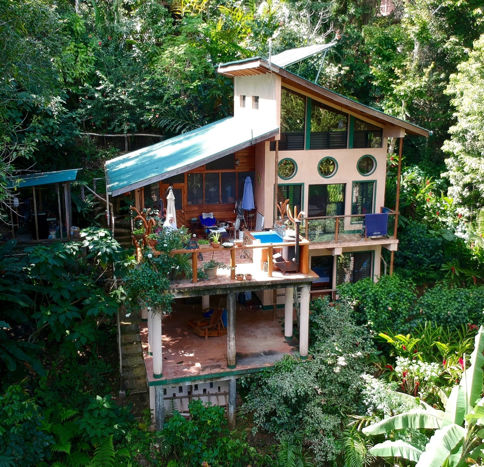 Haus Neptune, a multi-level jungle home with plunge pool and wraparound decks at Better in Belize